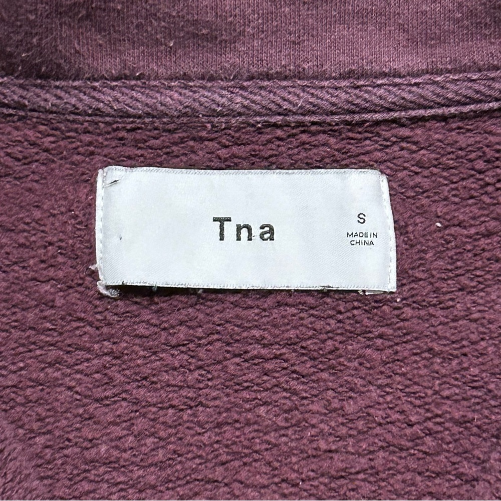 TNA Aritzia Burgundy Cropped Half-Zip Pullover Sweater Sweatfleece Small Cozy - Picture 3 of 5